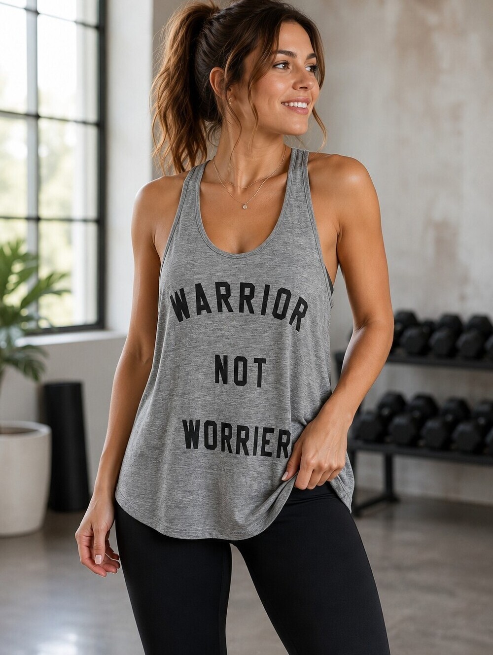 Bear Dance "Warrior Not Worrier" Graphic Racerback Tank | Women's Medium | Insp